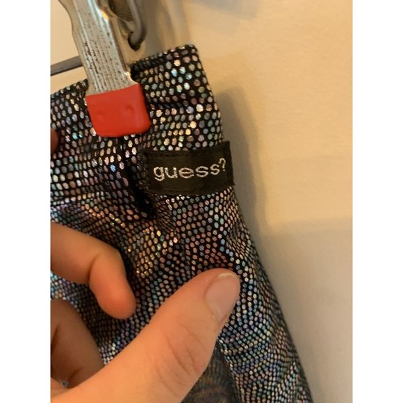 Vintage Guess Metallic pants snake skin pattern rainbow women’s size 29 x 29.5 - Picture 8 of 11